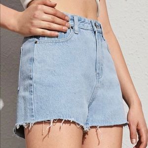 Raw Hem Button Fly Denim Shorts